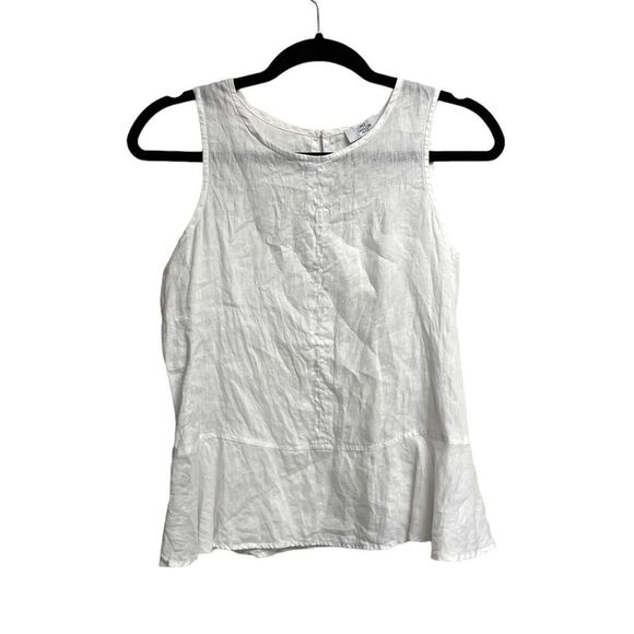 LORD & TAYLOR Linen Sleeveless Blouse Peplum White SP - Picture 1 of 4